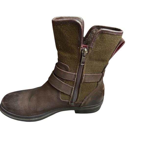 UGG Simmons Women Ankle Boot Zip Up Green Brown Leather Waterproof Sz 5 - Picture 2 of 8